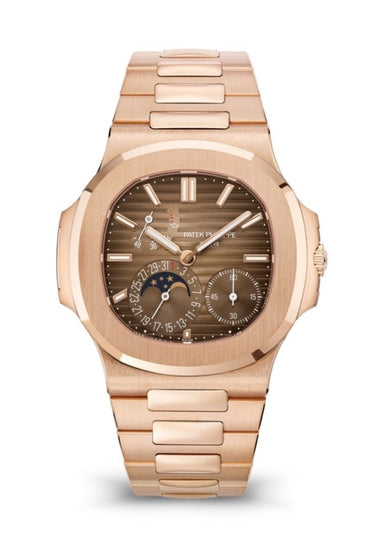 Patek Philippe Nautilus Moon Phase Rose Gold 40mm Brown Black Dial 5712/1R - WatchesOff5thWatch